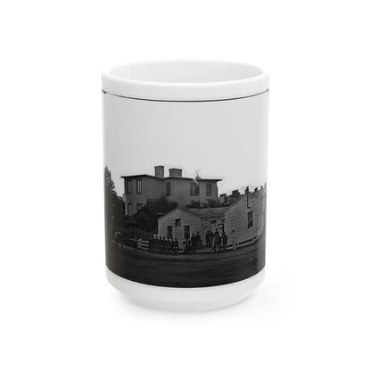 Washington, District Of Columbia. Eight Soldiers In Formation In Front Of Temporary Buildings (U.S. Civil War) White Coffee Mug 15oz - Go Mug Yourself