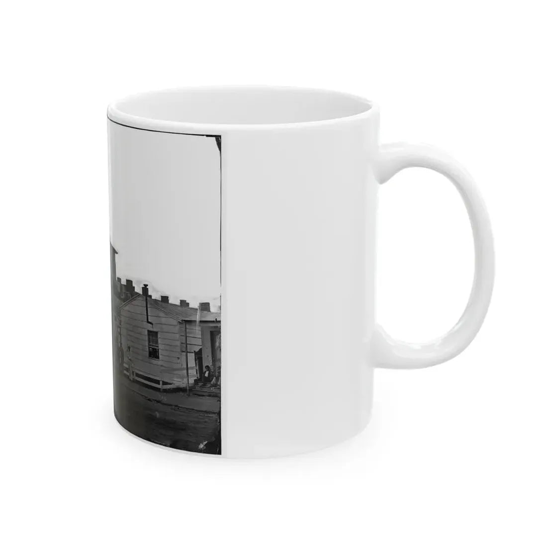 Washington, District Of Columbia. Eight Soldiers In Formation In Front Of Temporary Buildings (U.S. Civil War) White Coffee Mug - Go Mug Yourself