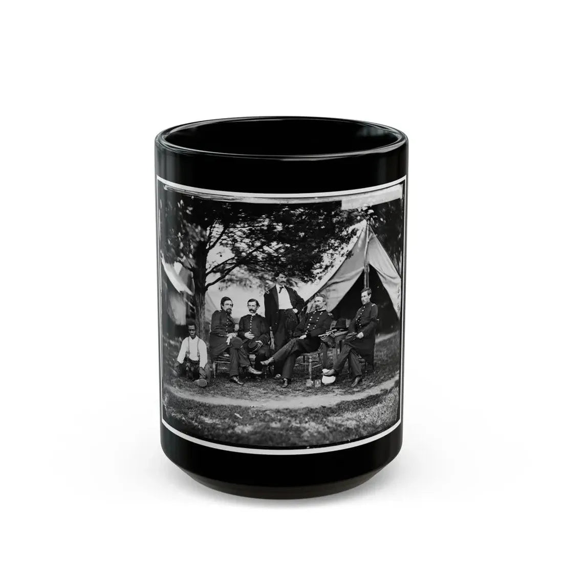 Washington, District Of Columbia. Gen. Napoleon Bonaparte Mclaughlen And Staff (U.S. Civil War) Black Coffee Mug 15oz - Go Mug Yourself