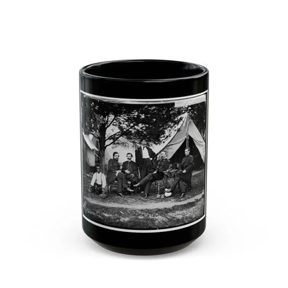 Washington, District Of Columbia. Gen. Napoleon Bonaparte Mclaughlen And Staff (U.S. Civil War) Black Coffee Mug 15oz - Go Mug Yourself