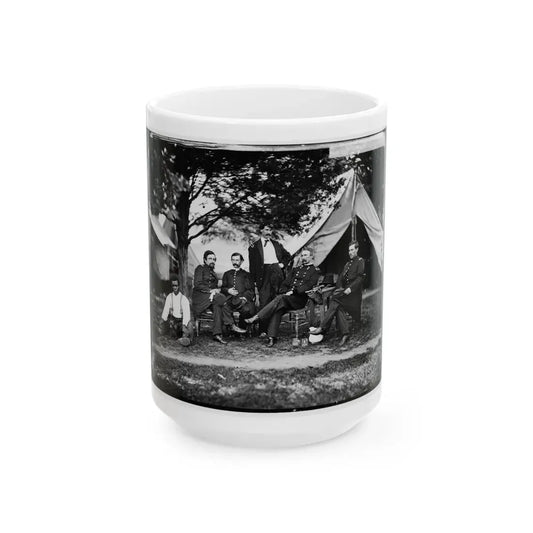Washington, District Of Columbia. Gen. Napoleon Bonaparte Mclaughlen And Staff (U.S. Civil War) White Coffee Mug 15oz - Go Mug Yourself