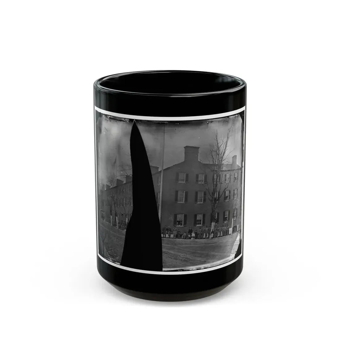 Washington, District Of Columbia. Group In Front Of Building (U.S. Civil War) Black Coffee Mug 15oz - Go Mug Yourself
