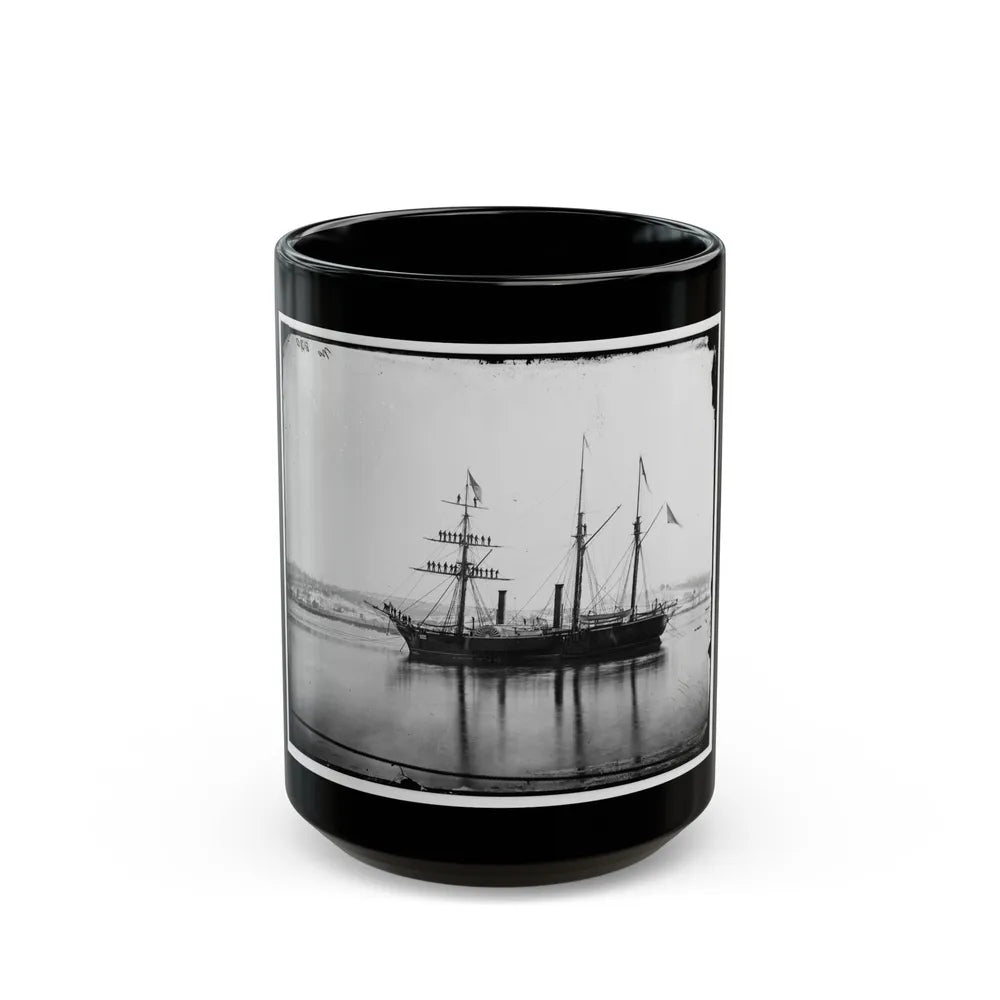 Washington, District Of Columbia. Brazilian Steam Frigate At Navy Yard. Yards Manned On The Occasion Of The President's Visit (U.S. Civil War) Black Coffee Mug-15oz-Go Mug Yourself