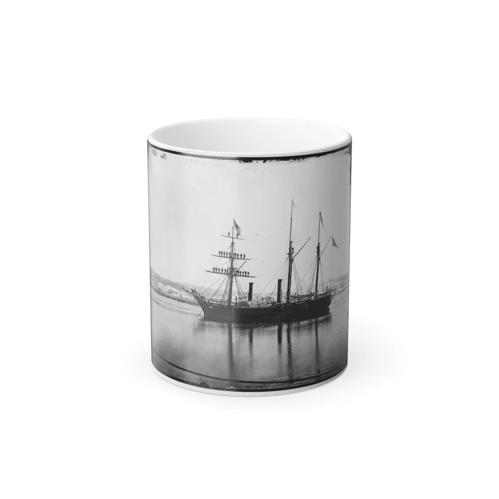 Washington, District of Columbia. Brazilian Steam Frigate at Navy Yard. Yards Manned on the Occasion of the President's Visit (U.S. Civil War) Color Changing Coffee Mug 11oz-11oz-Go Mug Yourself