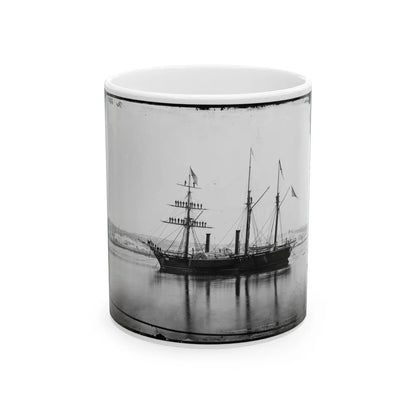 Washington, District Of Columbia. Brazilian Steam Frigate At Navy Yard. Yards Manned On The Occasion Of The President's Visit (U.S. Civil War) White Coffee Mug-11oz-Go Mug Yourself