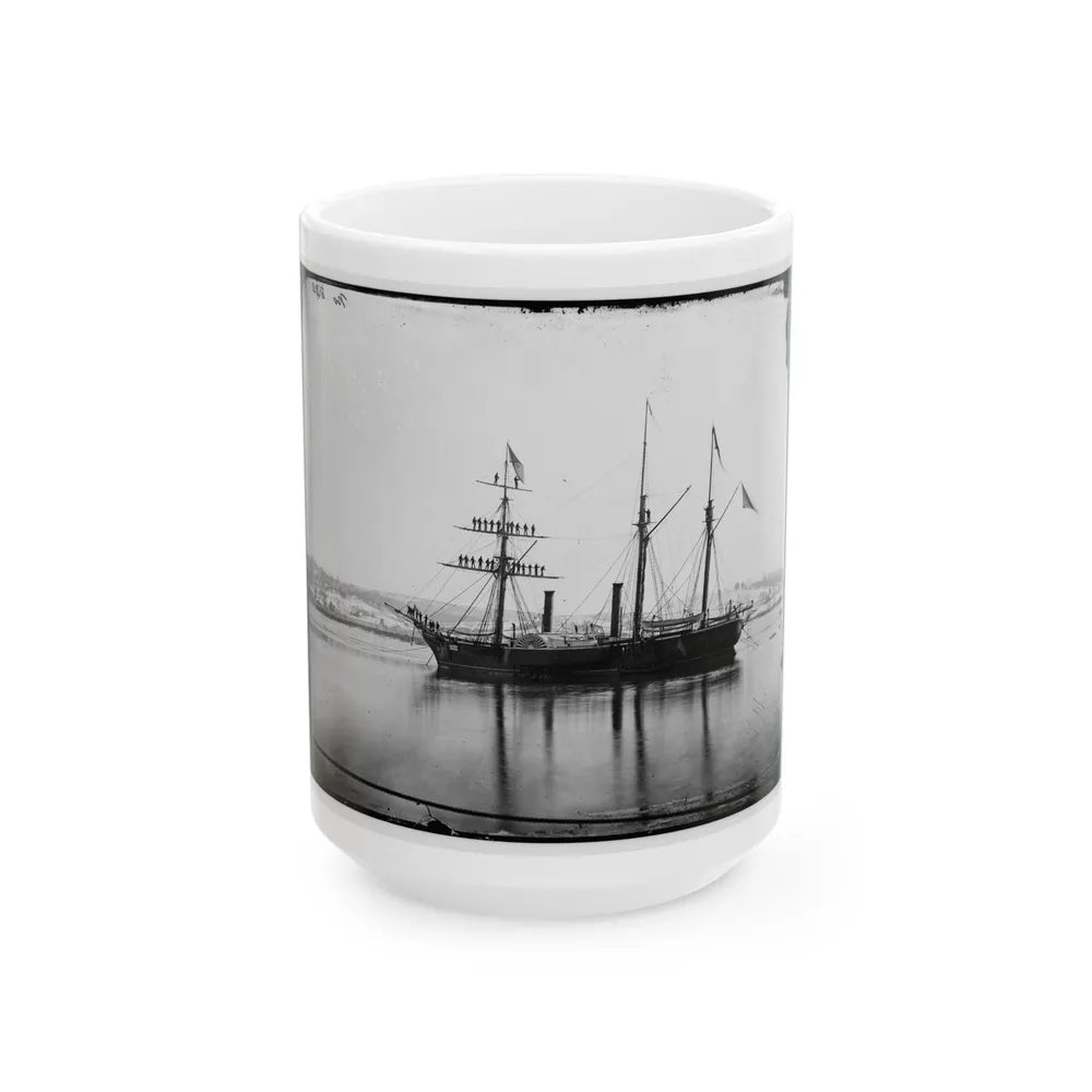 Washington, District Of Columbia. Brazilian Steam Frigate At Navy Yard. Yards Manned On The Occasion Of The President's Visit (U.S. Civil War) White Coffee Mug-15oz-Go Mug Yourself