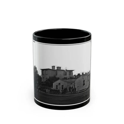 Washington, District Of Columbia. Eight Soldiers In Formation In Front Of Temporary Buildings (U.S. Civil War) Black Coffee Mug-11oz-Go Mug Yourself