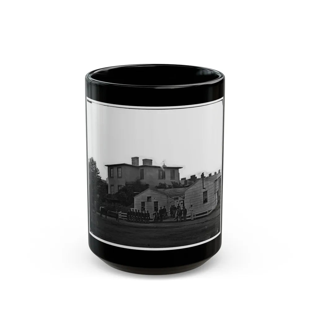 Washington, District Of Columbia. Eight Soldiers In Formation In Front Of Temporary Buildings (U.S. Civil War) Black Coffee Mug-15oz-Go Mug Yourself