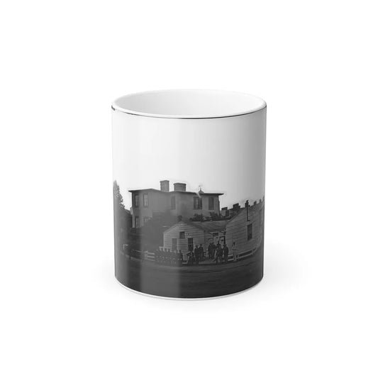Washington, District of Columbia. Eight Soldiers in Formation in Front of Temporary Buildings (U.S. Civil War) Color Changing Coffee Mug 11oz-11oz-Go Mug Yourself