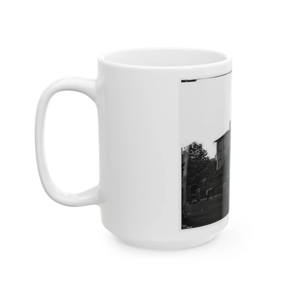 Washington, District Of Columbia. Eight Soldiers In Formation In Front Of Temporary Buildings (U.S. Civil War) White Coffee Mug-Go Mug Yourself