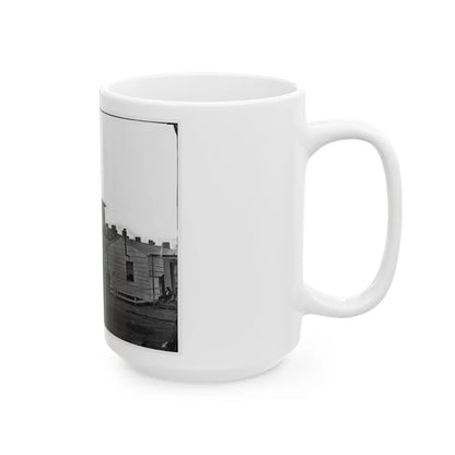 Washington, District Of Columbia. Eight Soldiers In Formation In Front Of Temporary Buildings (U.S. Civil War) White Coffee Mug-Go Mug Yourself