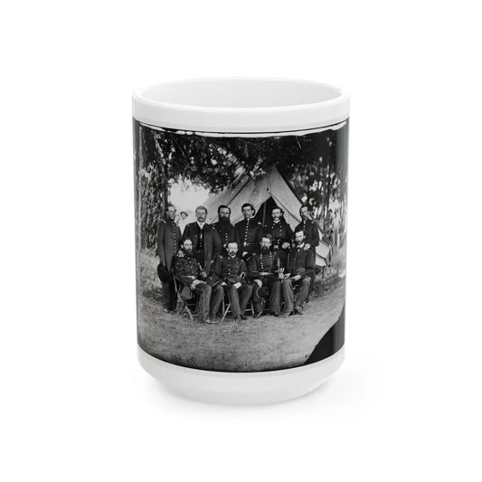 Washington, District Of Columbia. Gen. Jefferson C. Davis And Staff (U.S. Civil War) White Coffee Mug-15oz-Go Mug Yourself