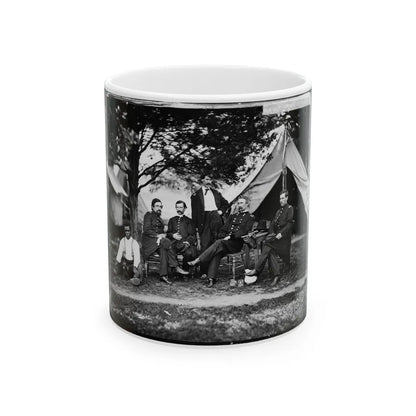 Washington, District Of Columbia. Gen. Napoleon Bonaparte Mclaughlen And Staff (U.S. Civil War) White Coffee Mug-11oz-Go Mug Yourself