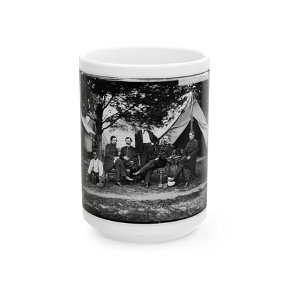 Washington, District Of Columbia. Gen. Napoleon Bonaparte Mclaughlen And Staff (U.S. Civil War) White Coffee Mug-15oz-Go Mug Yourself