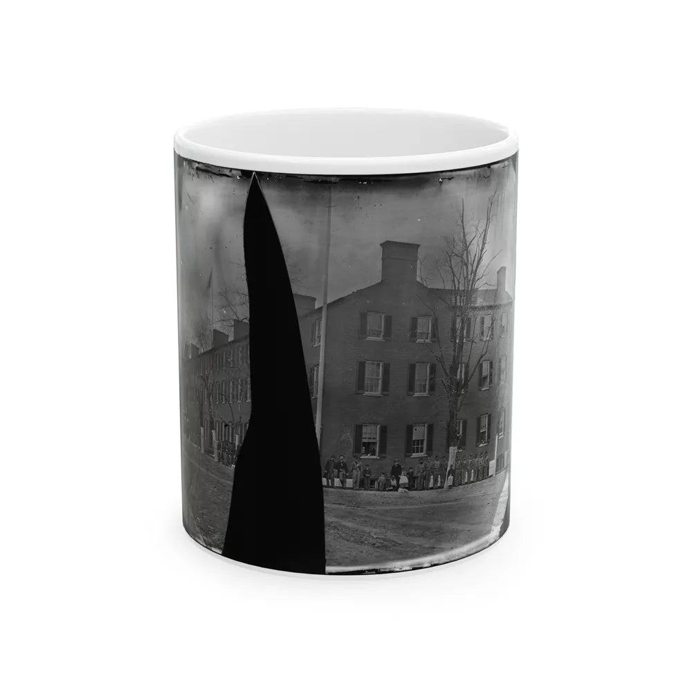 Washington, District Of Columbia. Group In Front Of Building (U.S. Civil War) White Coffee Mug-11oz-Go Mug Yourself