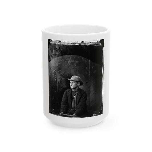 Washington Navy Yard, D.C. Edman Spangler, A Conspirator, In Hat And Manacled (U.S. Civil War) White Coffee Mug-15oz-Go Mug Yourself