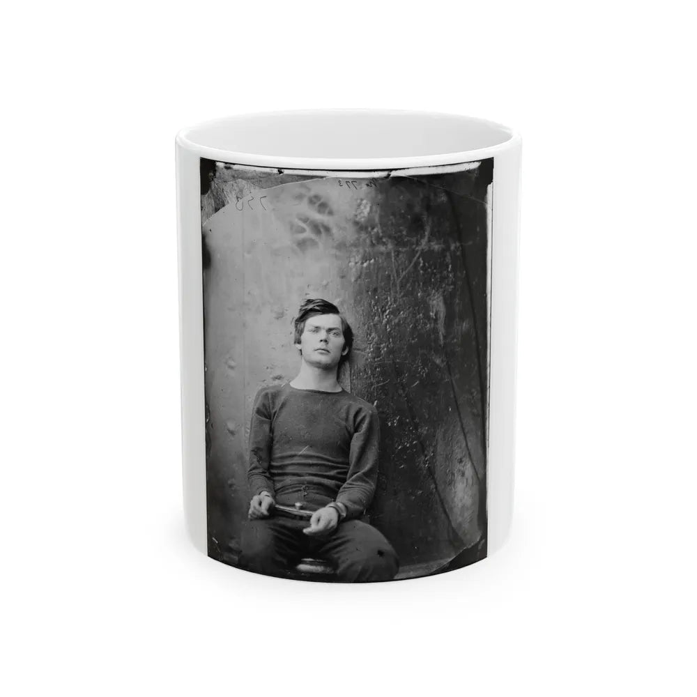 Washington Navy Yard, D.C. Lewis Payne, In Sweater, Seated And Manacled (U.S. Civil War) White Coffee Mug-11oz-Go Mug Yourself