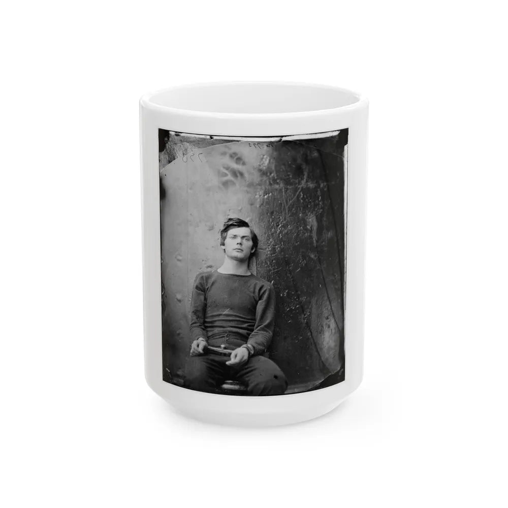 Washington Navy Yard, D.C. Lewis Payne, In Sweater, Seated And Manacled (U.S. Civil War) White Coffee Mug-15oz-Go Mug Yourself