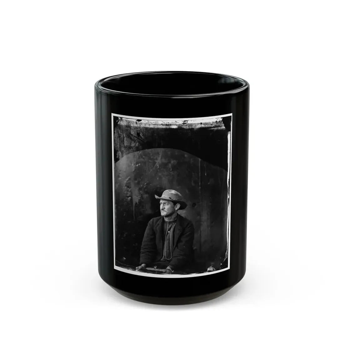 Washington Navy Yard, D.C. Edman Spangler, A  Conspirator,  In Hat And Manacled (U.S. Civil War) Black Coffee Mug 15oz - Go Mug Yourself