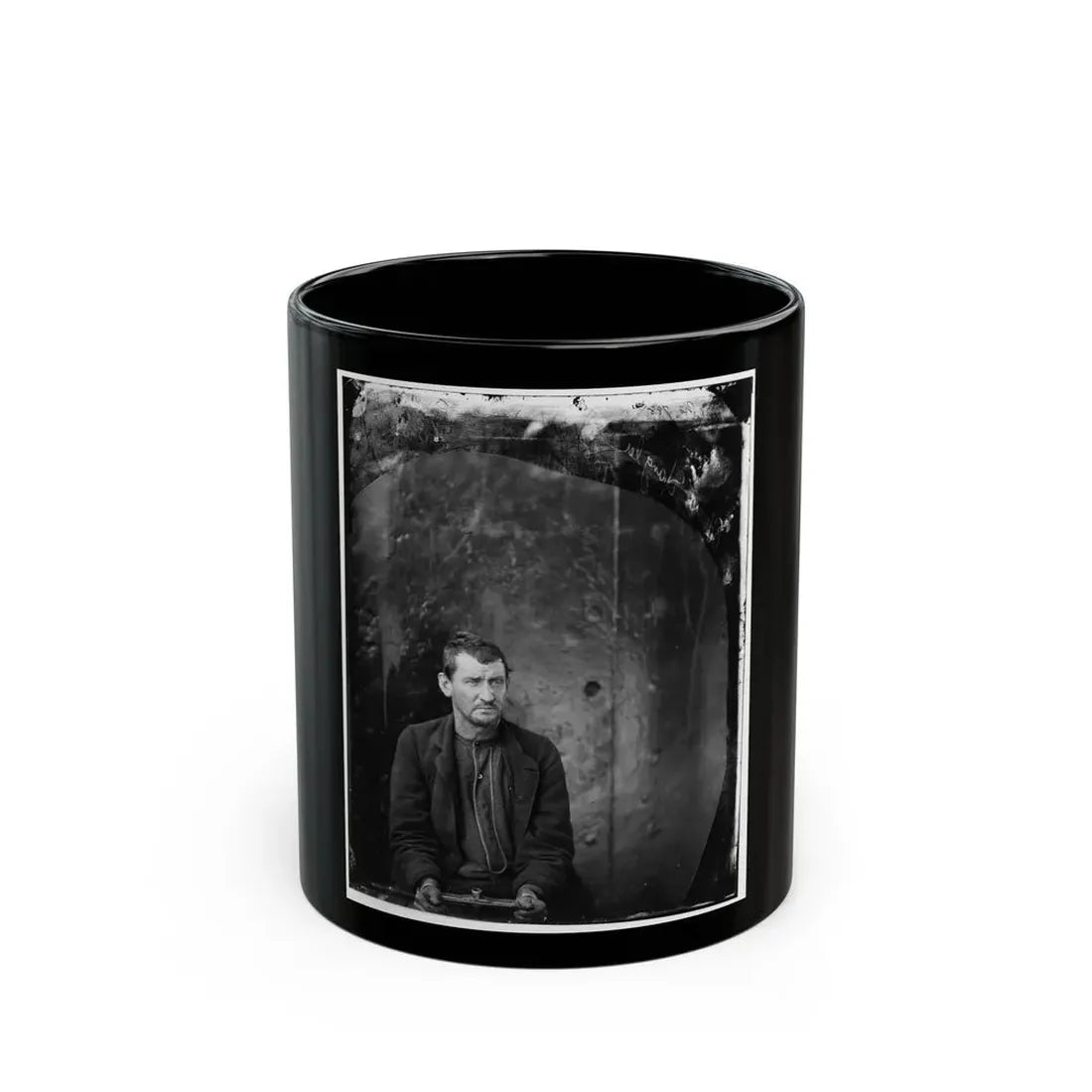 Washington Navy Yard, D.C. Edman Spangler, A  Conspirator,  Manacled (U.S. Civil War) Black Coffee Mug 11oz - Go Mug Yourself