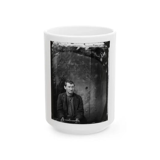 Washington Navy Yard, D.C. Edman Spangler, A  Conspirator,  Manacled (U.S. Civil War) White Coffee Mug 15oz - Go Mug Yourself