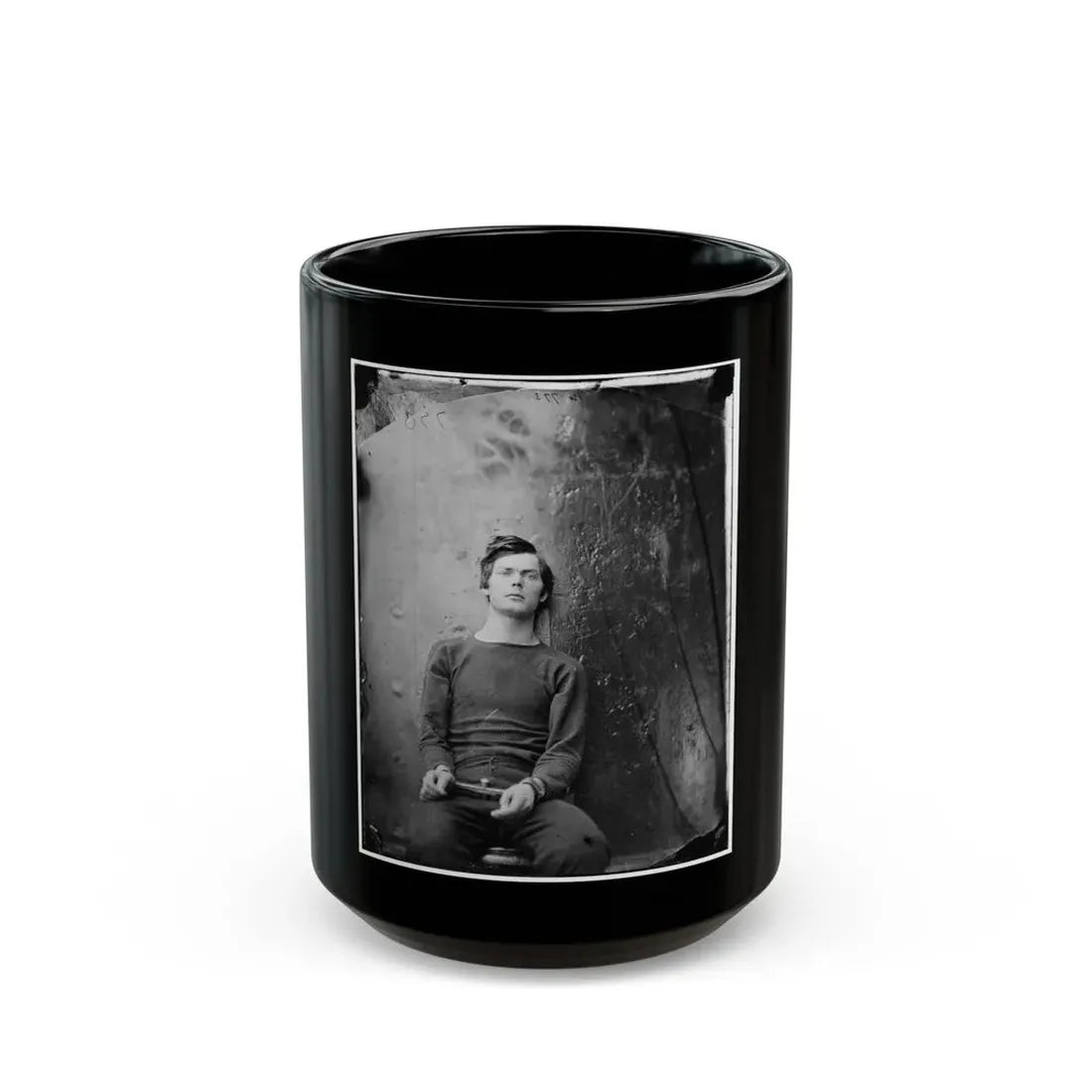 Washington Navy Yard, D.C. Lewis Payne, In Sweater, Seated And Manacled (U.S. Civil War) Black Coffee Mug 15oz - Go Mug Yourself