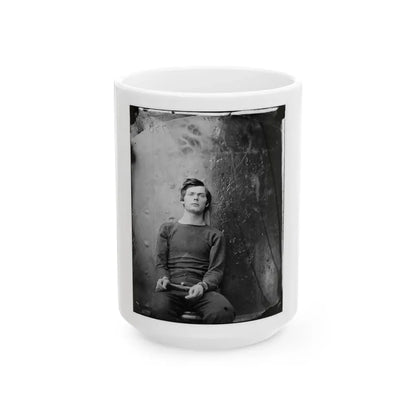 Washington Navy Yard, D.C. Lewis Payne, In Sweater, Seated And Manacled (U.S. Civil War) White Coffee Mug 15oz - Go Mug Yourself