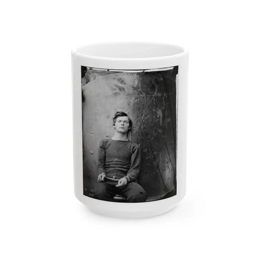 Washington Navy Yard, D.C. Lewis Payne, In Sweater, Seated And Manacled (U.S. Civil War) White Coffee Mug 15oz - Go Mug Yourself
