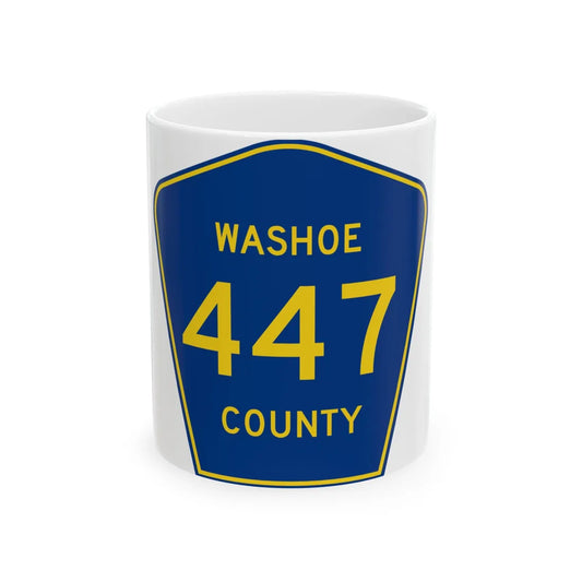 Washoe County Route 447 NV (Nevada) (Road Sign) White Coffee Mug 11oz - Go Mug Yourself