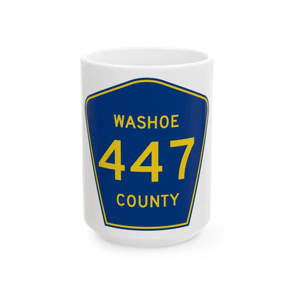 Washoe County Route 447 NV (Nevada) (Road Sign) White Coffee Mug 15oz - Go Mug Yourself