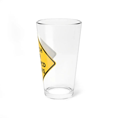 WATCH FOR STOPPED TRUCKS MUTCD-IL W5-I100 (Illinois) (Road Sign) Pint Glass 16oz - Go Mug Yourself