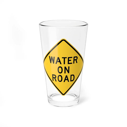 WATER ON ROAD MUTCD-DE W21-7-DE (Delaware) (Road Sign) Pint Glass 16oz 16oz - Go Mug Yourself