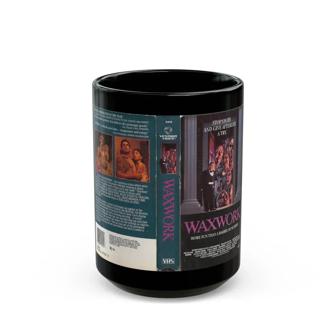 WAXWORK VESTRON VIDEO (VHS COVER) - Black Coffee Mug 15oz - Go Mug Yourself