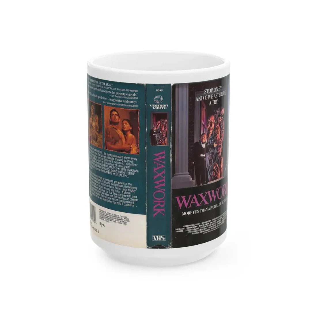 WAXWORK VESTRON VIDEO (VHS COVER) - White Coffee Mug 15oz - Go Mug Yourself