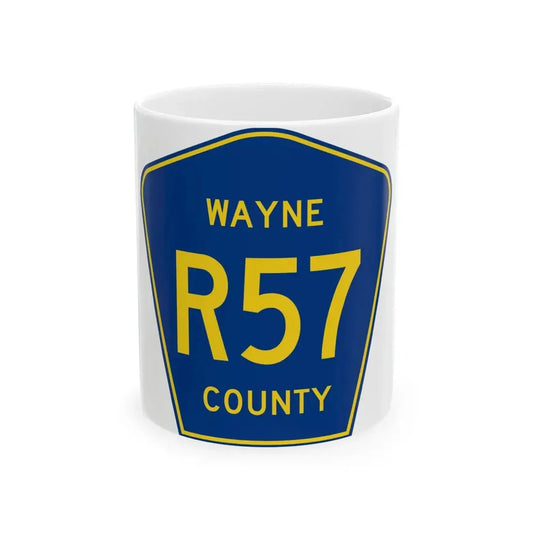 Wayne County Route R57 IA (Iowa) (Road Sign) White Coffee Mug 11oz - Go Mug Yourself