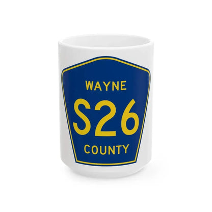 Wayne County Route S26 IA (Iowa) (Road Sign) White Coffee Mug 15oz - Go Mug Yourself