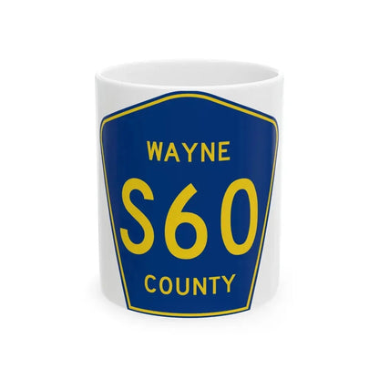 Wayne County Route S60 IA (Iowa) (Road Sign) White Coffee Mug 11oz - Go Mug Yourself