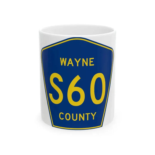 Wayne County Route S60 IA (Iowa) (Road Sign) White Coffee Mug 11oz - Go Mug Yourself
