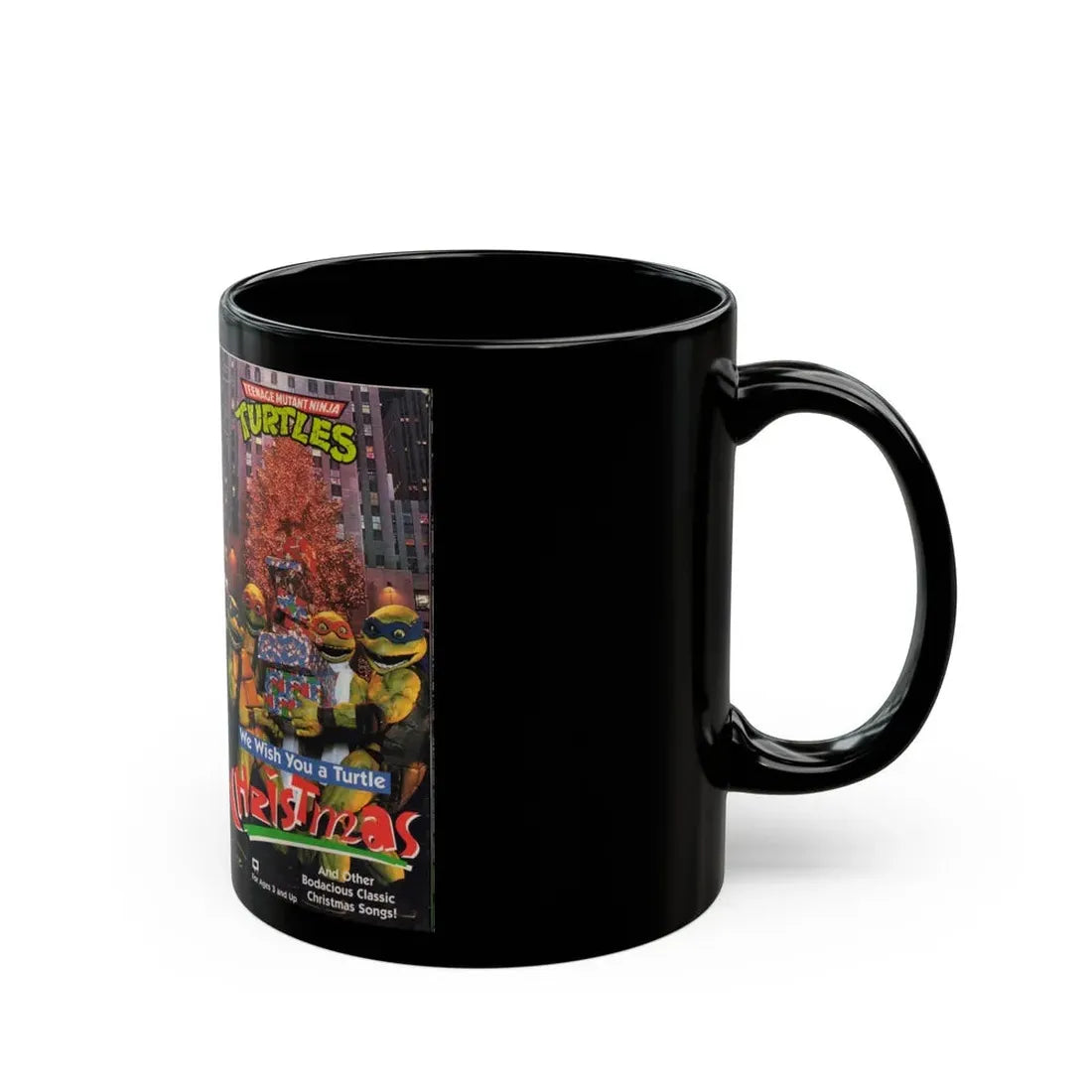 WE WISH YOU A TURTLE CHRISTMAS (VHS COVER) - Black Coffee Mug - Go Mug Yourself