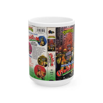 WE WISH YOU A TURTLE CHRISTMAS (VHS COVER) - White Coffee Mug 15oz - Go Mug Yourself