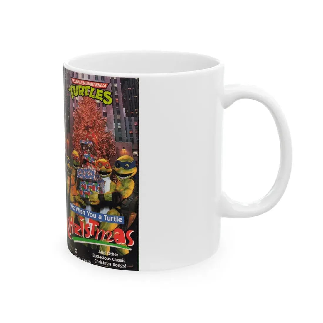 WE WISH YOU A TURTLE CHRISTMAS (VHS COVER) - White Coffee Mug - Go Mug Yourself