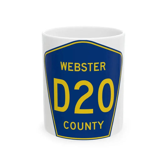 Webster County Route D20 IA (Iowa) (Road Sign) White Coffee Mug 11oz - Go Mug Yourself
