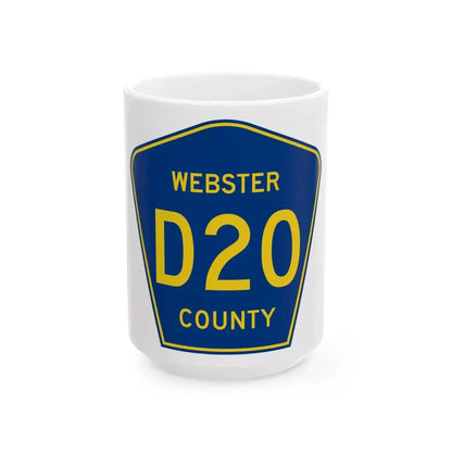 Webster County Route D20 IA (Iowa) (Road Sign) White Coffee Mug 15oz - Go Mug Yourself