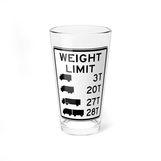 WEIGHT LIMIT me 3 om 2071 emmy 21 Ee 2ST Delaware R12-5-DE (Delaware) (Road Sign) Pint Glass 16oz 16oz - Go Mug Yourself