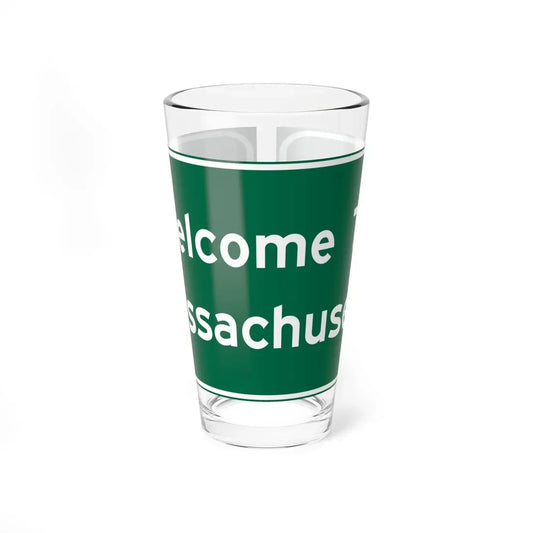 Welcome to Massachusetts text-only road sign c. October 1981 (Massachusetts) (Road Sign) Pint Glass 16oz 16oz - Go Mug Yourself
