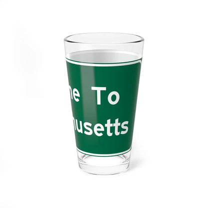 Welcome to Massachusetts text-only road sign c. October 1981 (Massachusetts) (Road Sign) Pint Glass 16oz - Go Mug Yourself