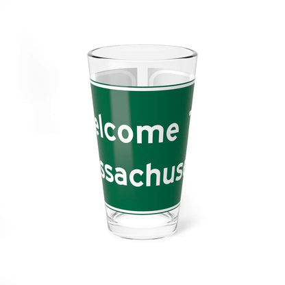 Welcome to Massachusetts text-only road sign c. October 1981 (Massachusetts) (Road Sign) Pint Glss 16oz 16oz - Go Mug Yourself