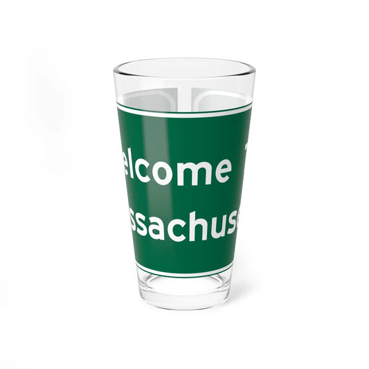 Welcome to Massachusetts text-only road sign c. October 1981 (Massachusetts) (Road Sign) Pint Glss 16oz 16oz - Go Mug Yourself