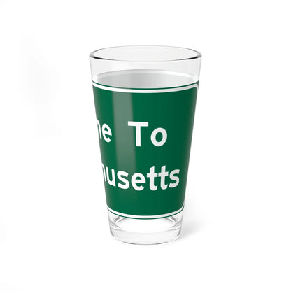 Welcome to Massachusetts text-only road sign c. October 1981 (Massachusetts) (Road Sign) Pint Glss 16oz - Go Mug Yourself