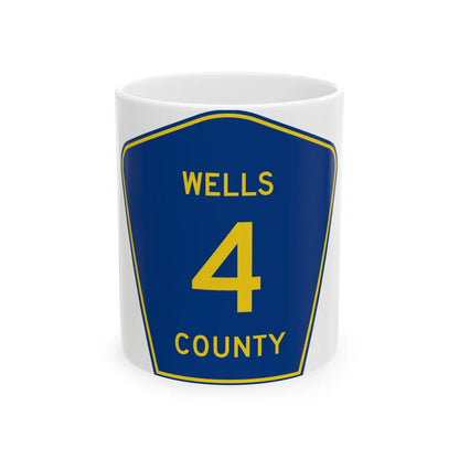 Wells County Route 4 ND (North Dakota) (Road Sign) White Coffee Mug 11oz - Go Mug Yourself